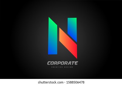 blue orange letter N alphabet logo design icon for company. Suitable as a business logotype