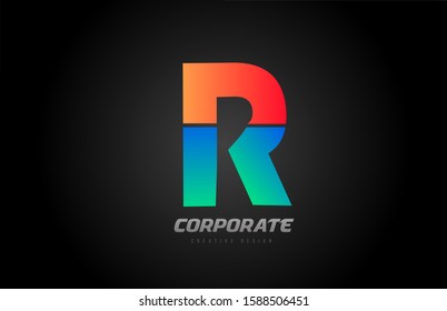 blue orange letter R alphabet logo design icon for company. Suitable as a business logotype
