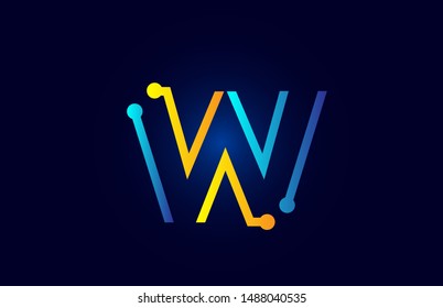 blue and orange letter W alphabet logo icon design suitable as a logotype for a technology company or business