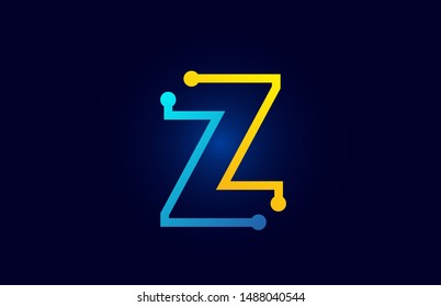 blue and orange letter Z alphabet logo icon design suitable as a logotype for a technology company or business