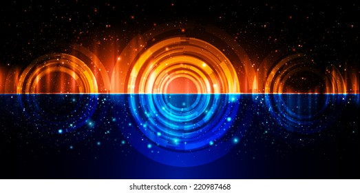 Blue orange Light Abstract Technology background for computer graphic website and internet.