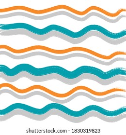 Blue, orange lines layer wave concept design vector abstract background flat style.
