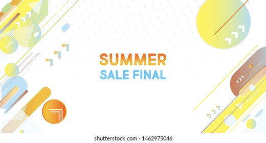 Blue and orange lines and points white background. Banner summer ecology poster triangle vector futuristic light minimal geometric