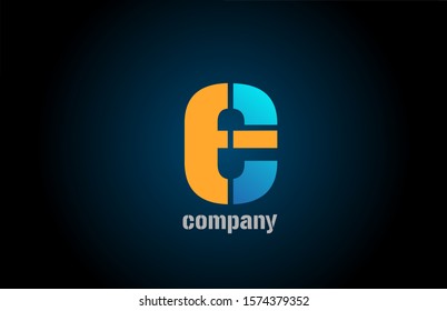 blue and orange logo e alphabet letter design icon for company. Suitable as a business logotype 
