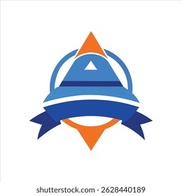 Blue and Orange Logo with Triangle and Cap Vector Art