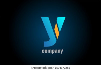 blue and orange logo y alphabet letter design icon for company. Suitable as a business logotype 