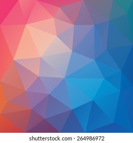 Blue and orange low polygon mosaic background, vector design, creative illustration, templates design