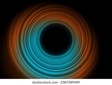 Blauorange minimale runde Linien abstrakter futuristischer Hintergrund. Geometrisches Vektordesign