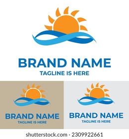 Blue and orange minimalist sun logo	
