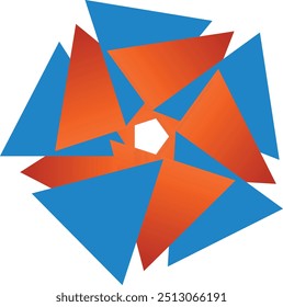 azul naranja Minimalista Windmill Logo 