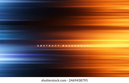 Blue and orange modern abstract background with yellow and blue glowing movement and high-speed light effect. Vector illustration