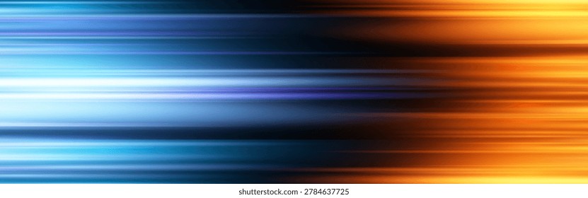 Blue and orange modern abstract background with yellow glowing movement and high-speed light effect. Vector illustration