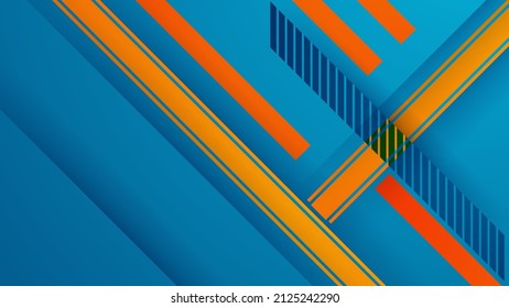 Blue and orange modern abstract presentation background. Luxury paper cut background. Abstract decoration, bluish shiny pattern, line stripes gradients, 3d Vector illustration