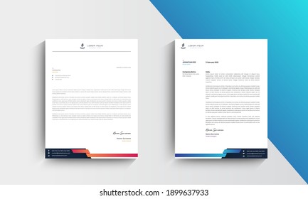 Blue and Orange Modern Business Letterhead Design Template, Abtract Letterhead Design, Letterhead Template,  - vector