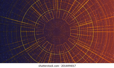 Blue and Orange Neon Light Technology Background,Digital and Connection Concept design,Vector illustration.
