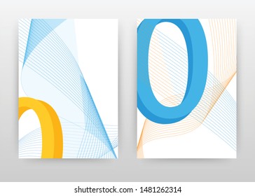 Blue orange o letter, waved lines design for annual report, brochure, flyer, poster. Wave lines on white background vector illustration for flyer, leaflet, poster. Abstract A4 brochure template.