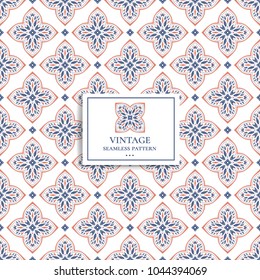Blue and orange ornamental seamless pattern. Vintage, paisley elements. Ornament. Traditional, Ethnic, Turkish, Indian motifs. Great for fabric and textile, wallpaper, packaging or any desired idea. 