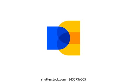 Blue Orange Overlapping Initial Letter DB BD Logo Design Inspiration