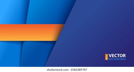 Blue and orange paper layers with realistic shadows abstract background. RGB EPS 10 vector illustration