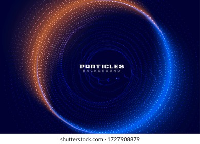 blue and orange particles frame technology background