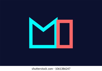 blue orange pastel alphabet letter mi m i logo combination design suitable for a company