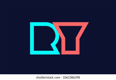 blue orange pastel alphabet letter ry r y logo combination design suitable for a company