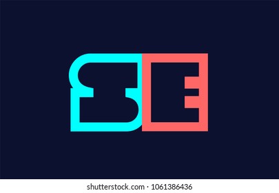 blue orange pastel alphabet letter se s e logo combination design suitable for a company