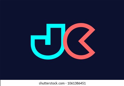 blue orange pastel alphabet letter jc j c logo combination design suitable for a company