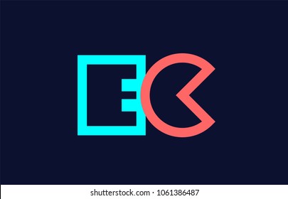 blue orange pastel alphabet letter ec e c logo combination design suitable for a company