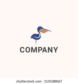 blue orange pelican vector logo