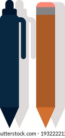 Lápiz azul y anaranjado, ilustración, vector sobre fondo blanco.