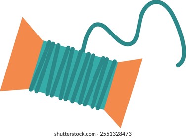 A blue and orange piece of string with a knot in it