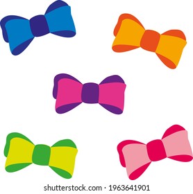 
Blue orange pink red green ribbons