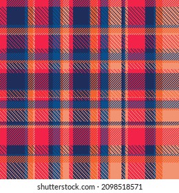 Blue , orange and pink scotland tartan fabric seamless pattern for clothes or wallpaper, printable plaid tartan textile