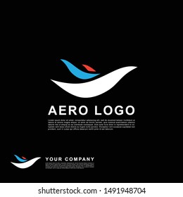 Blue Orange Plane Logo Template Design Stock Vector (Royalty Free