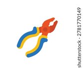 Blue and orange pliers flat vector hardware tool illustration