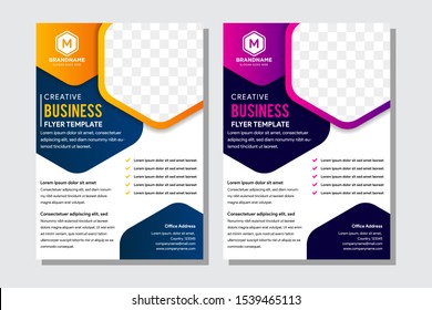 Blue, Orange And Purple Color Hexagon Photo Collage Annual Report Leaflet Brochure Flyer Template Design, Book Cover Layout Design, Abstract Business Presentation Template, A4 Size Design