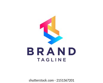 Blue Orange Red Military Letter T Logo. Flat Vector Logo Design Template Element.
