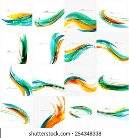 Blue, orange, red swirl wave lines. Light design for art project