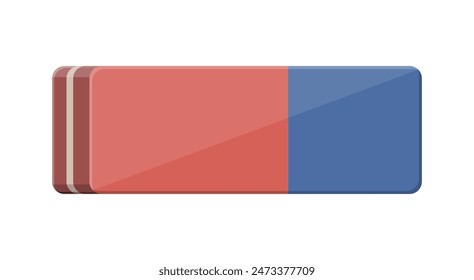 Blue orange rubber eraser. Office supply stationery and education. Vector illustration flat style