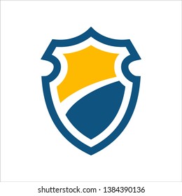 blue and orange shield vector icon