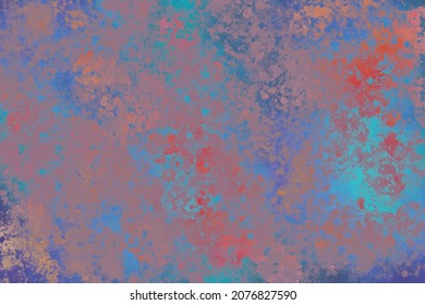 Blue orange shiny metal rusted leather hand made painting