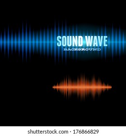 Blue and orange shiny sound waveform background