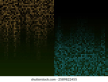Blue orange shiny sparkling halftone dots abstract futuristic background. Geometric concept vector design