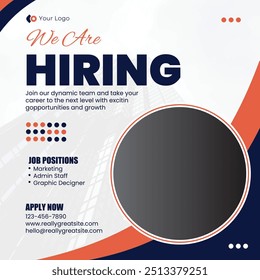 Blue and Orange Simple We Are Hiring Invitation