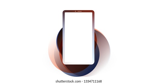 Blue and Orange Smart Phone Layout with Blank Screen, Technology Background, Vector Illustration