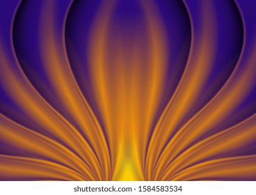 Las olas lisas, azules y naranjas, abstraen el fondo fluido. Diseño vectorial de gradientes líquidos