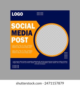 blue and orange social media post template design for business promotion.