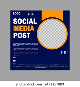 blue and orange social media post template design for business promotion.