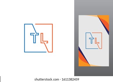 Blue orange square initial letter TL line logo design vector graphic